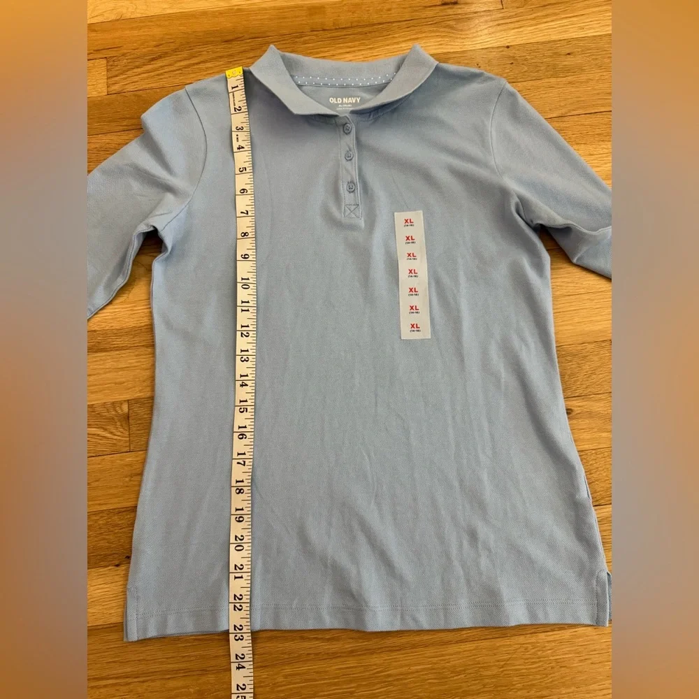 Old Navy Uniform Pique Long Sleeves Polo Shirt for Girls in Light Blue